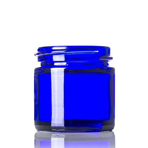 1 oz cobalt blue glass straight sided round jar with 43 400 neck finish