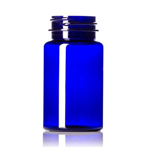 100 cc cobalt blue PET plastic pill packer bottle with 38 400 neck finish