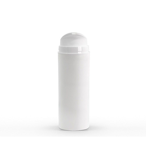 100 mL white PP plastic bottle and white PP plastic airless pump with white overcap unassembled