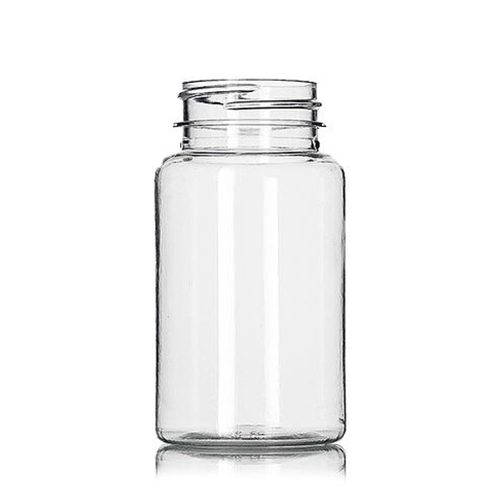 120 cc clear PET plastic pill packer bottle with 38 400 neck finish 1