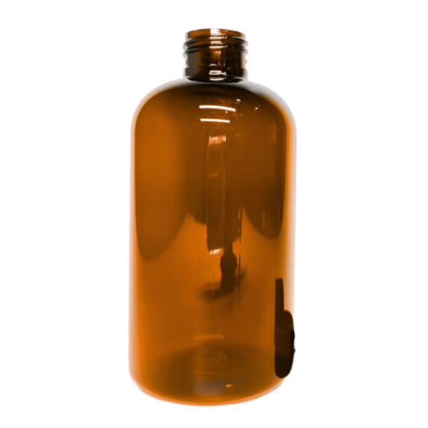 16 oz amber boston squat round bottle resized