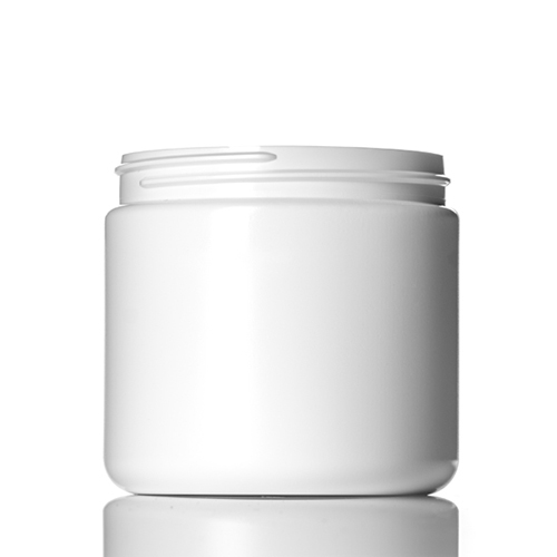 16 oz white HDPE plastic single wall jar with 89 400 neck finish
