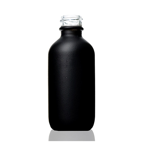 2 oz Flat Matte Black Boston Round Glass Bottle with 20 400 Neck Finish