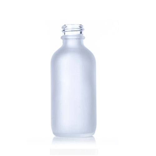 2 oz Frosted White Boston Round Glass Bottle with 20 400 Neck Finish 1