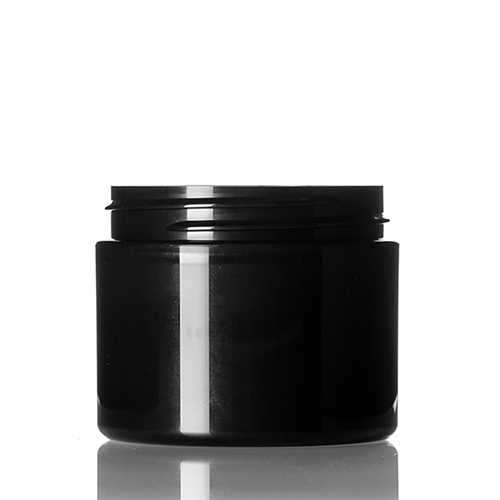 2 oz black PP plastic double wall straight base jar with 58 400 neck finish