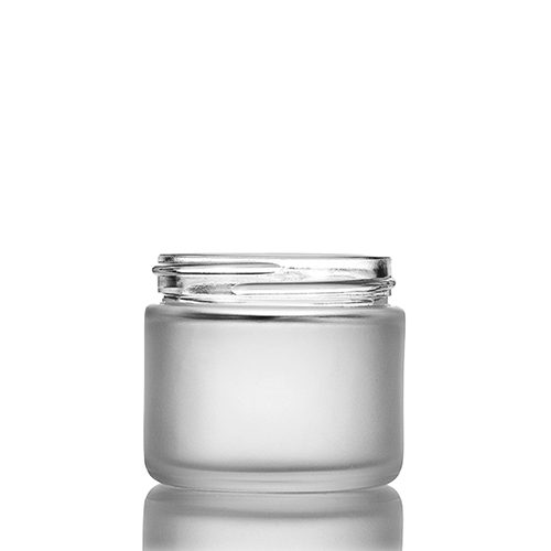 2 oz clear frosted glass straight sided jar with 53 400 neck finish