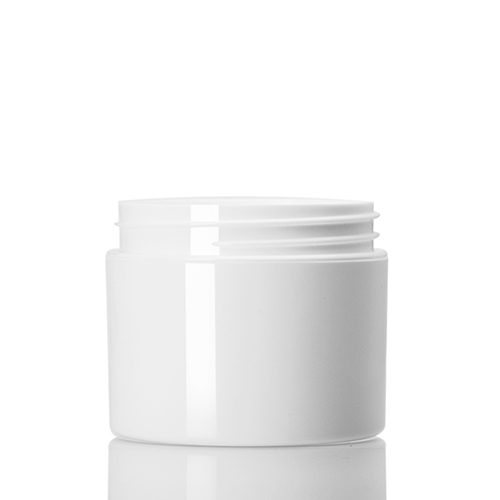 2 oz white PP plastic double wall straight base jar with 58 400 neck finish
