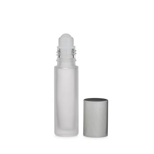 2.7 Dram 9 ml Frosted Glass Round Vials Silver PP Roller Cap