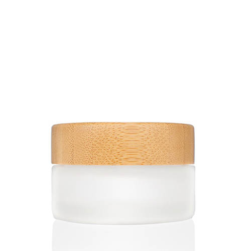 30g Frosted Glass Cream Jar with Bamboo Lid