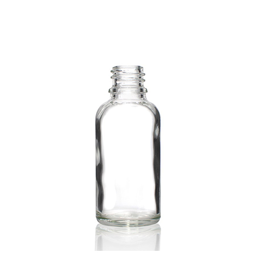 30ml Clear Euro Round Glass Bottle with 18 DIN Neck Finish