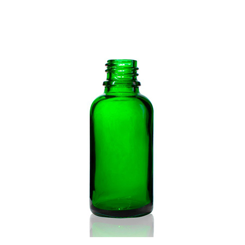 30ml Emerald Green Euro Round Glass Bottle with 18 Din Neck Finish