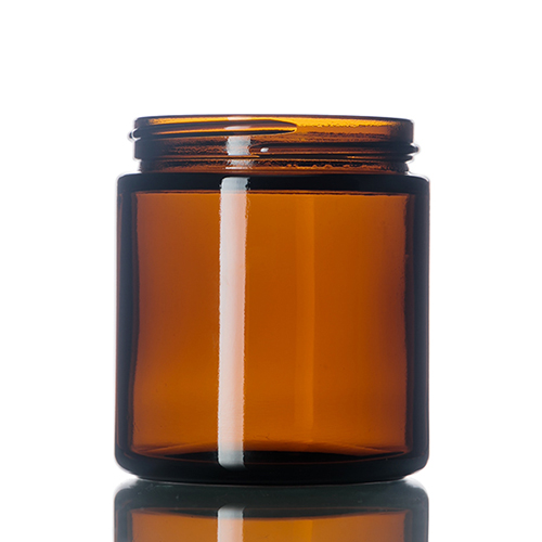 4 oz amber glass straight sided round jar with 58 400 neck finish