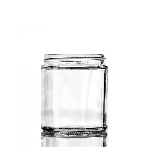 4 oz clear glass straight sided round jar with 58 400 neck finish