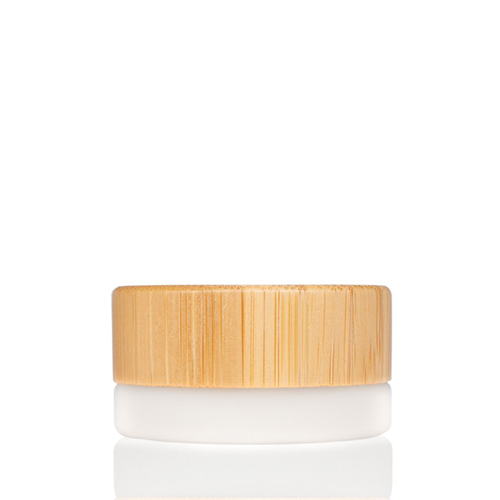 5g Frosted Glass Cream Jar with Bamboo Lid