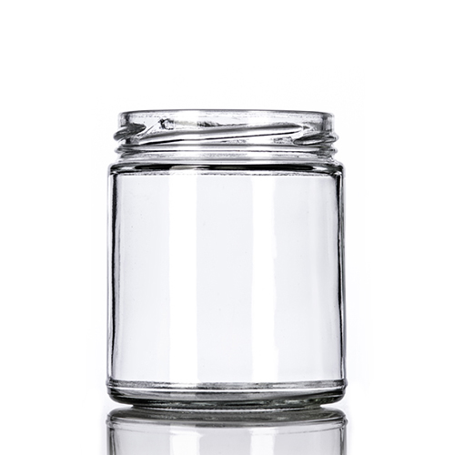 6 oz clear glass straight sided round jar with 63 400 neck finish 1