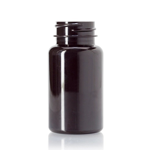 75 cc dark amber PET plastic pill packer bottle with 33 400 neck finish 1