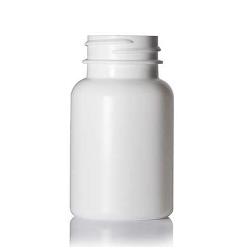 75 cc white HDPE plastic pill packer bottle with 33 400 neck finish 1