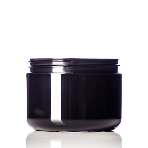8 oz black PP plastic double wall round base jar with 89 400 neck finish