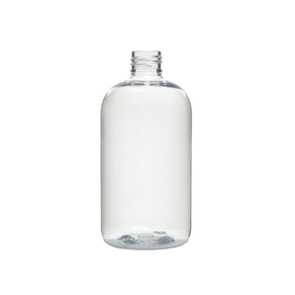 8 oz clear pet squat boston round bottle