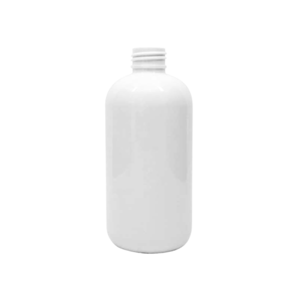 8 oz white pet boston round bottle
