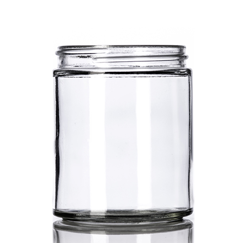 9 oz clear glass straight sided round jar with 70TW neck finish