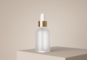 Cosmetic serum dropper frosted glass bottle, beauty care product packaging