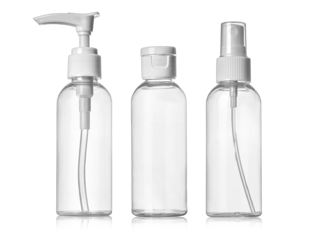 Three blank bottles