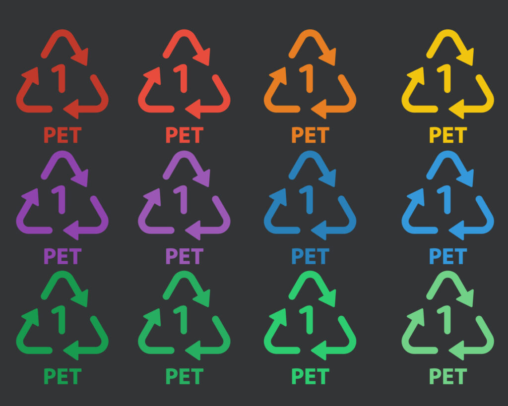 pet plastic logo in various colors