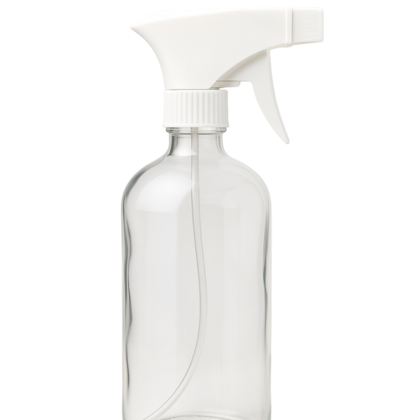 flint Boston round glass bottle with white trigger sprayer