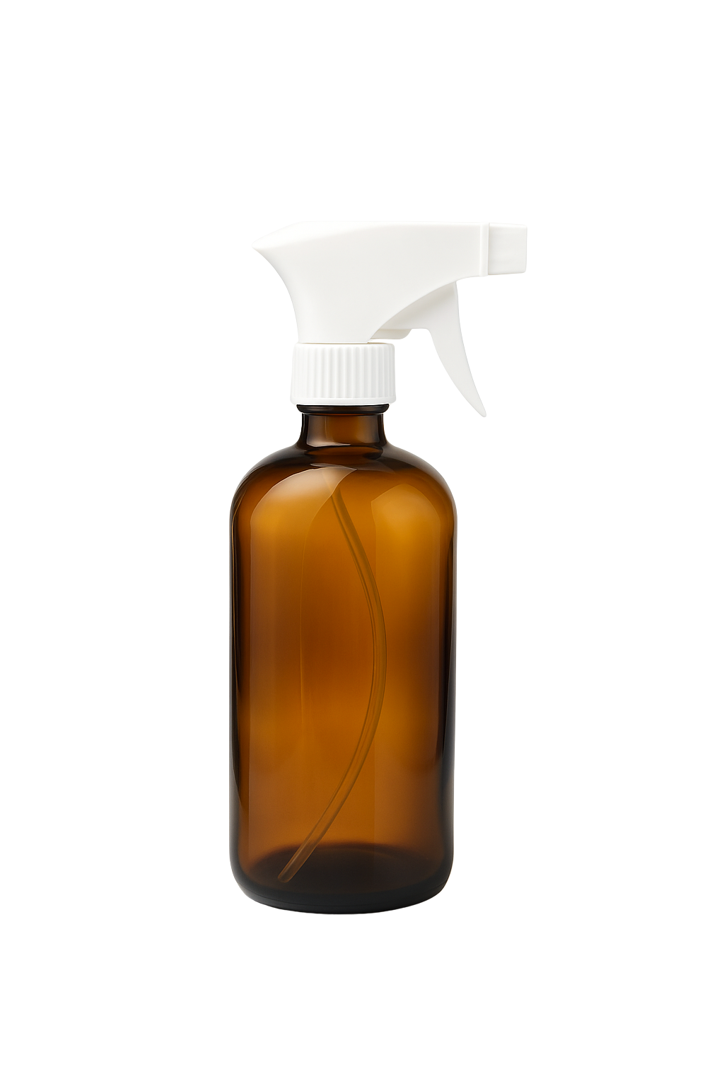 Amber Boston Round Glass Bottle with white trigger sprayer Amber Boston Round Glass Bottle with white trigger sprayer