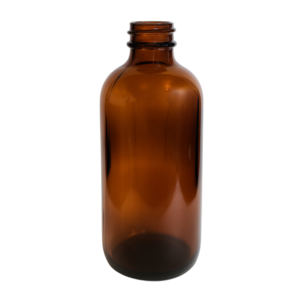 8oz Amber Boston Round Glass Bottle