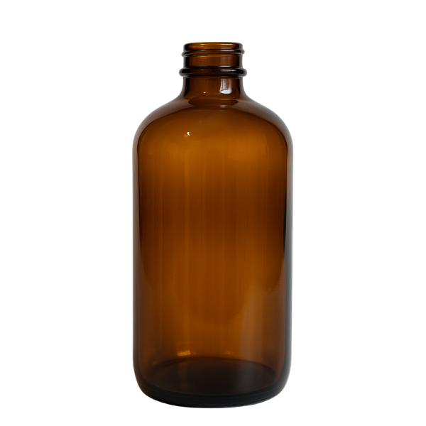 16oz Amber Boston Round Glass Bottle