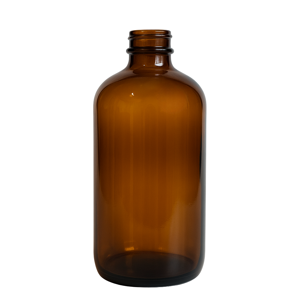 16oz Amber Boston Round Glass Bottle 16oz Amber Boston Round Glass Bottle