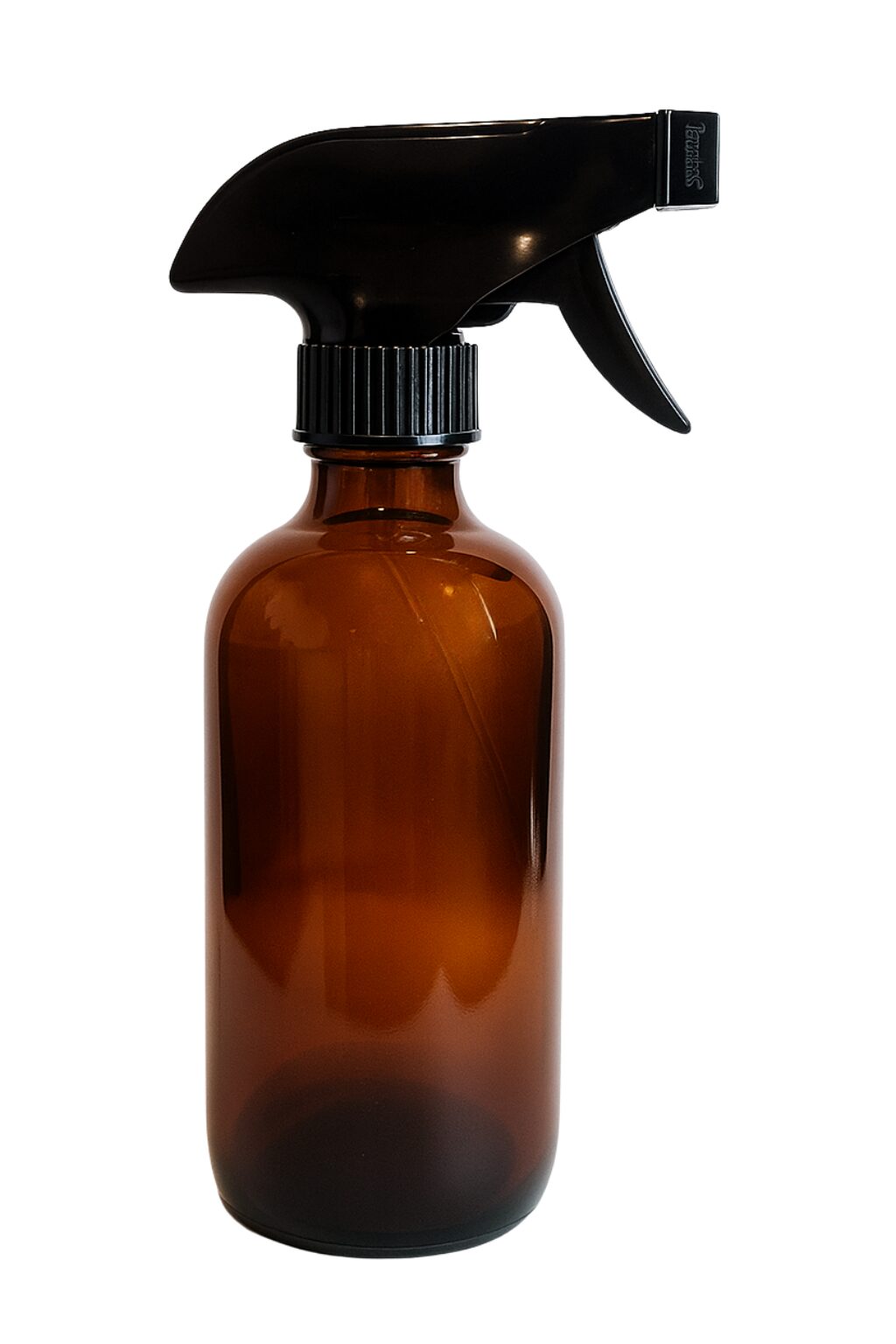 Amber Boston Round Glass Bottle Amber Boston Round Glass Bottle with black trigger sprayer