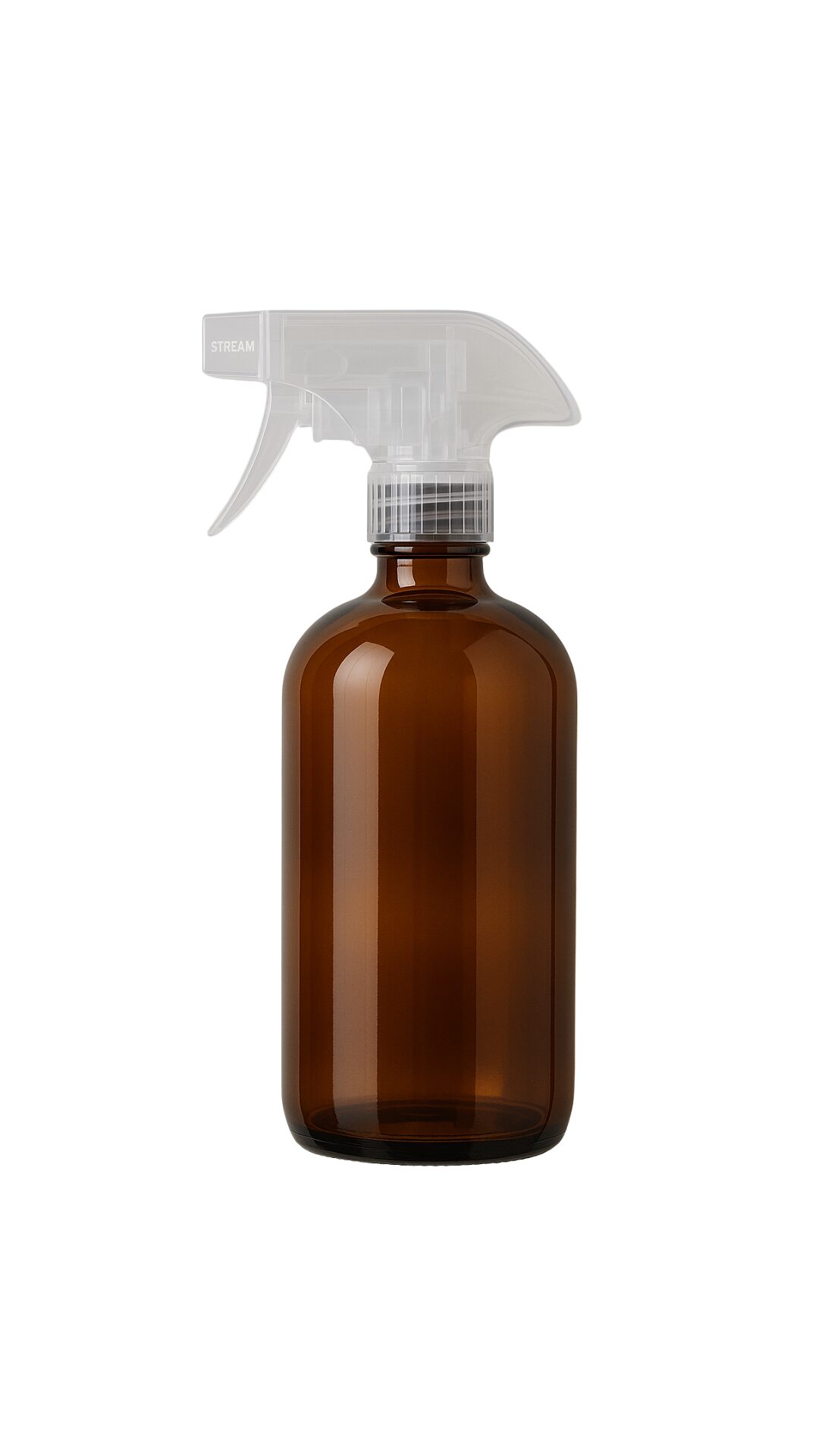 Amber Boston Round Glass Bottle with clear trigger sprayer Amber Boston Round Glass Bottle with clear trigger sprayer