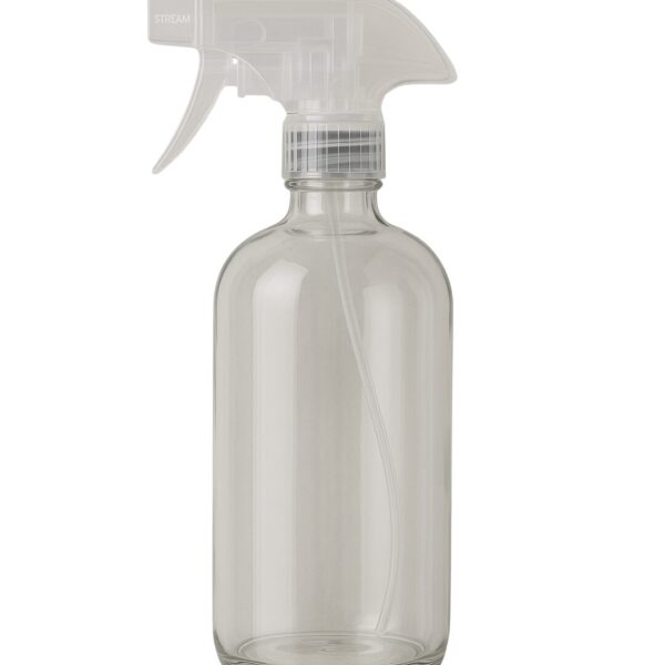 flint Boston round glass bottle with natural trigger sprayer