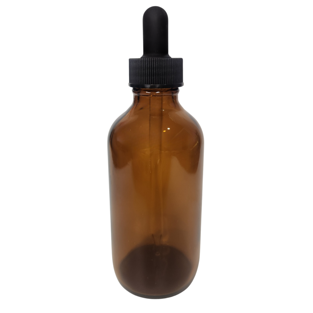 24/400 black ribbed non-crc dropper with matte black bulb, straight-tip glass pipette for 4oz boston round glass and PET bottle