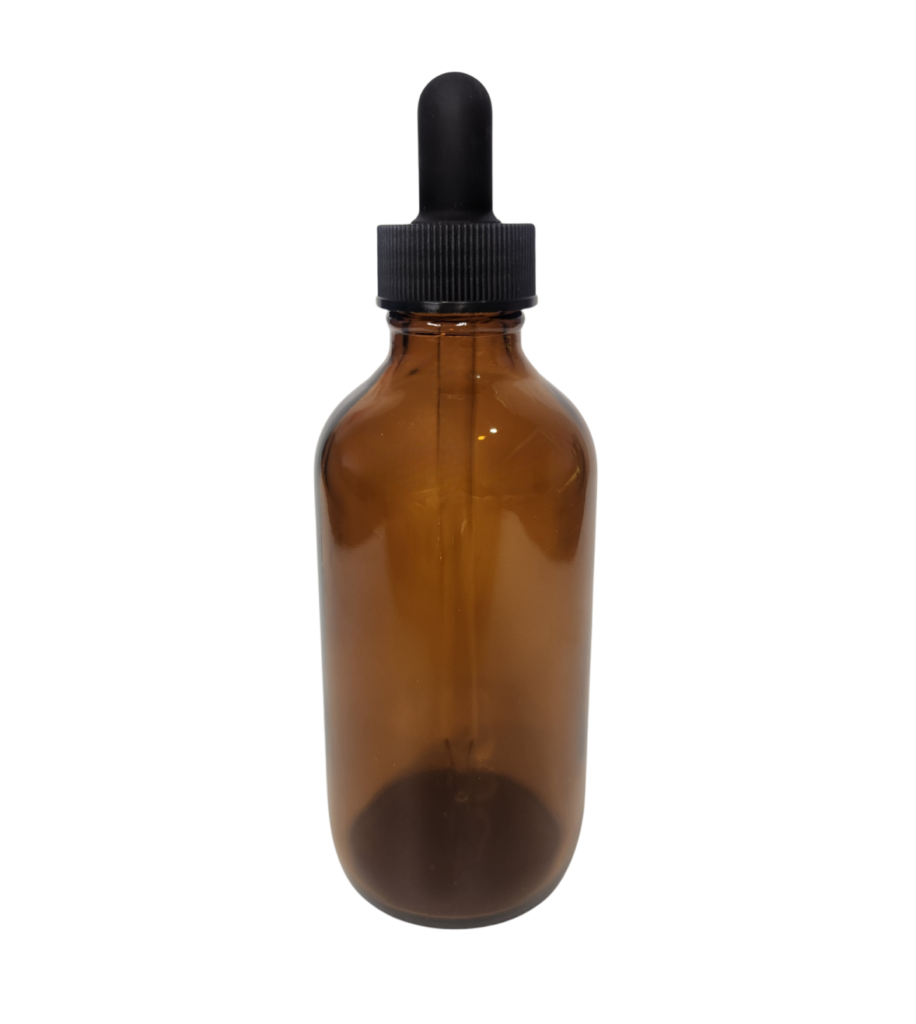 24/400 black ribbed non-crc dropper with matte black bulb, straight-tip glass pipette for 4oz boston round glass and PET bottle